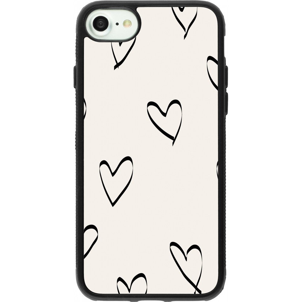 iPhone 7 / 8 / SE (2020, 2022) Case Hülle - Silikon schwarz Valentine 2023 minimalist hearts