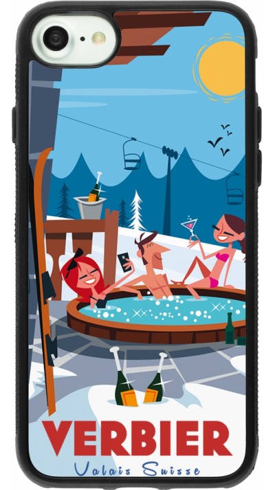 Coque iPhone 7 / 8 / SE (2020, 2022) - Silicone rigide noir Verbier Mountain Jacuzzi