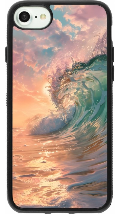 Coque iPhone 7 / 8 / SE (2020, 2022) - Silicone rigide noir Wave Sunset