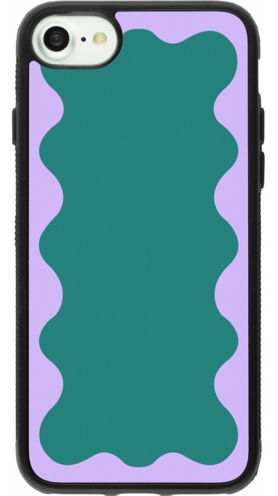 Coque iPhone 7 / 8 / SE (2020, 2022) - Silicone rigide noir Wavy Rectangle Green Purple