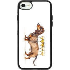 Coque iPhone 7 / 8 / SE (2020, 2022) - Silicone rigide noir Wine Teckel