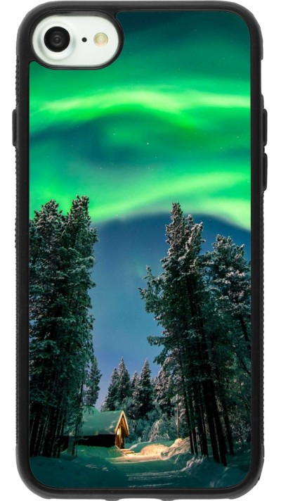 Coque iPhone 7 / 8 / SE (2020, 2022) - Silicone rigide noir Winter 22 Northern Lights