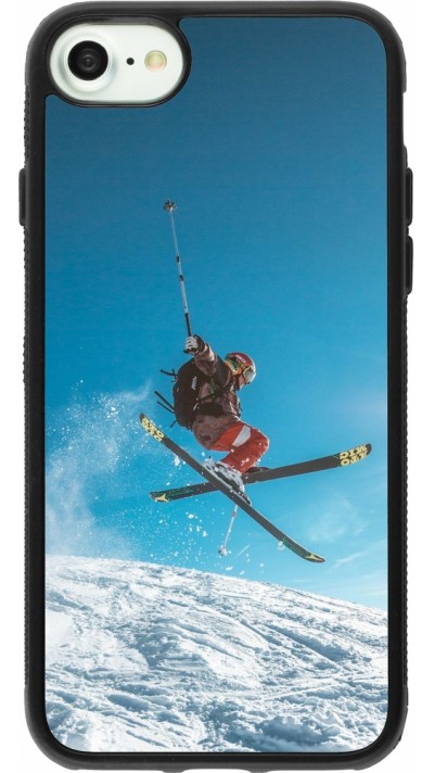 Coque iPhone 7 / 8 / SE (2020, 2022) - Silicone rigide noir Winter 22 Ski Jump