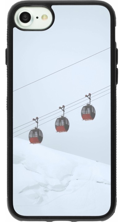 Coque iPhone 7 / 8 / SE (2020, 2022) - Silicone rigide noir Winter 22 ski lift