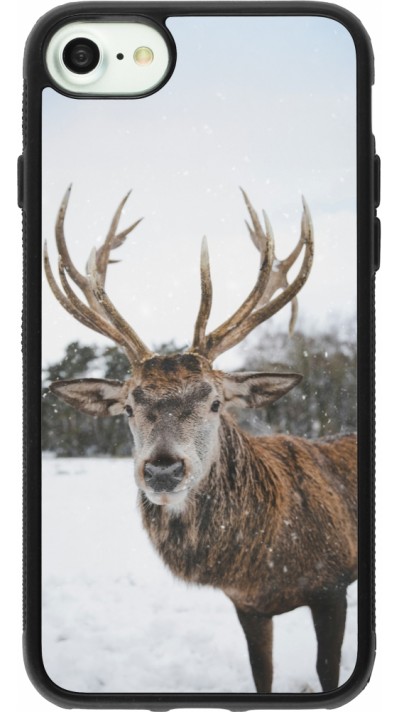 Coque iPhone 7 / 8 / SE (2020, 2022) - Silicone rigide noir Winter 25 Winter reindeer
