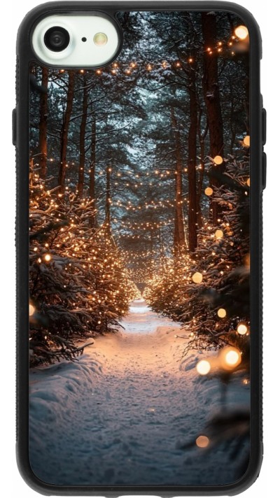 Coque iPhone 7 / 8 / SE (2020, 2022) - Silicone rigide noir Winter 25 Winter snowy road