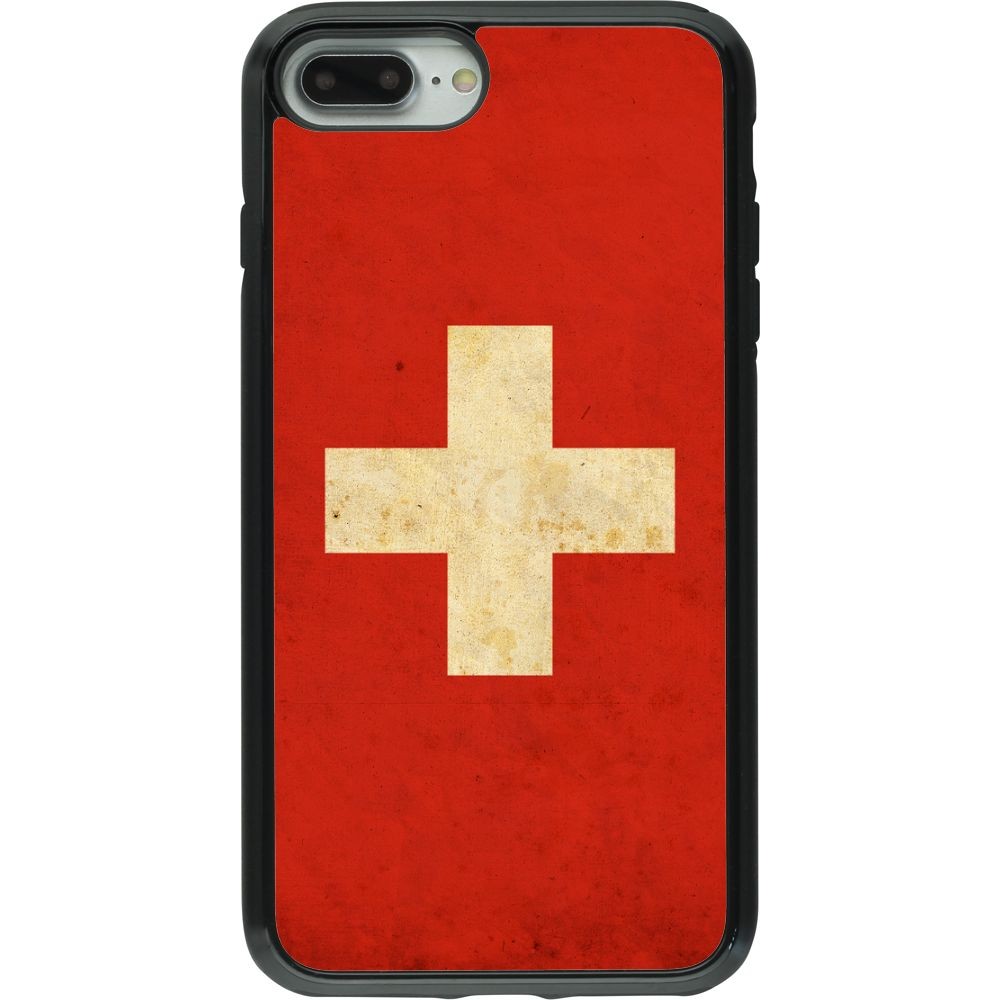 Coque iPhone 7 Plus / 8 Plus - Hybrid Armor noir Vintage Flag SWISS
