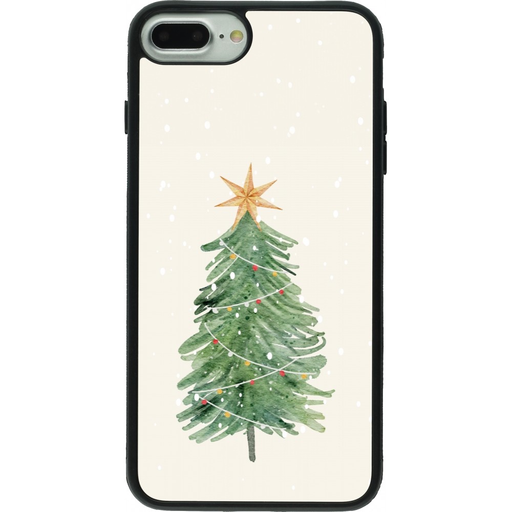 Coque iPhone 7 Plus / 8 Plus - Silicone rigide noir Christmas 25 Sketch Tree