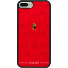 Coque iPhone 7 Plus / 8 Plus - Silicone rigide noir Maillot de football Belgique 2026 personnalisable