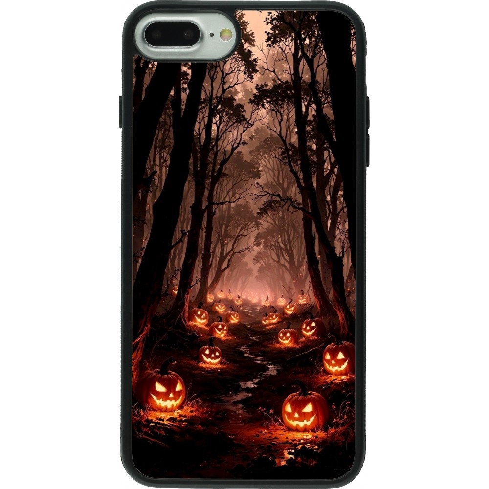 Coque iPhone 7 Plus / 8 Plus - Silicone rigide noir Halloween 2025 Road of Terrifying Pumpkins