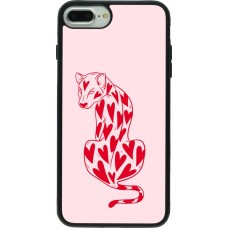 Coque iPhone 7 Plus / 8 Plus - Silicone rigide noir Leopard with hearts 2026