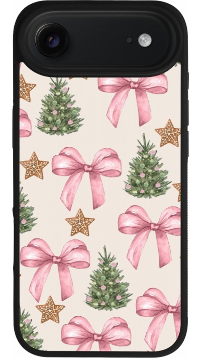 Coque iPhone Air - Silicone rigide noir Christmas 25 Vintage Ribbons