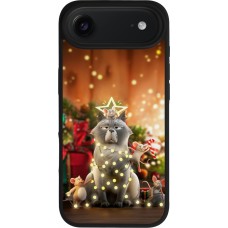 Coque iPhone Air - Silicone rigide noir Christmas 25 Xmas Cat