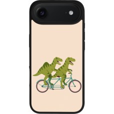 Coque iPhone Air - Silicone rigide noir Dinosaurs on bikes 2026