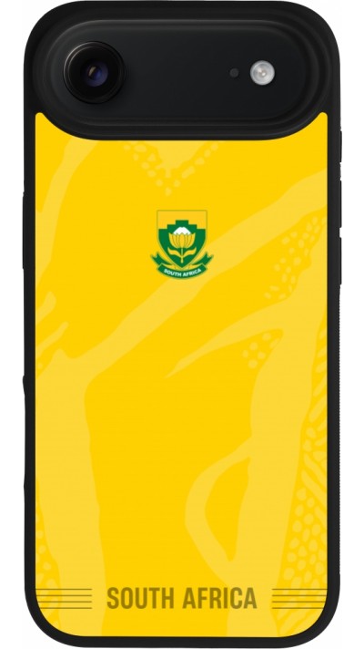 Coque iPhone Air - Silicone rigide noir Maillot de football Afrique du Sud 2026 personnalisable