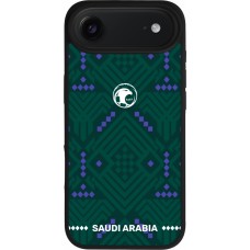 Coque iPhone Air - Silicone rigide noir Maillot de football Arabie saoudite 2026 personnalisable