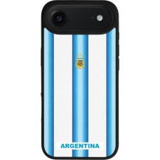 Coque iPhone Air - Silicone rigide noir Maillot de football Argentine 2026 personnalisable