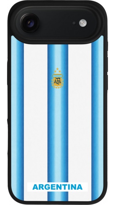 Coque iPhone Air - Silicone rigide noir Maillot de football Argentine 2026 personnalisable