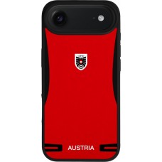 Coque iPhone Air - Silicone rigide noir Maillot de football Autriche 2026 personnalisable