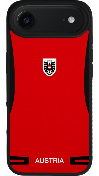 Coque iPhone Air - Silicone rigide noir Maillot de football Autriche 2026 personnalisable