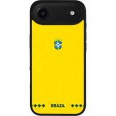 Coque iPhone Air - Silicone rigide noir Maillot de football Bresil 2026 personnalisable