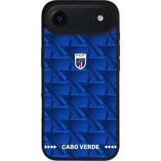 Coque iPhone Air - Silicone rigide noir Maillot de football Cap-Vert 2026 personnalisable
