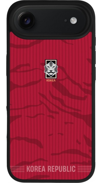 Coque iPhone Air - Silicone rigide noir Maillot de football Corée du Sud 2026 personnalisable