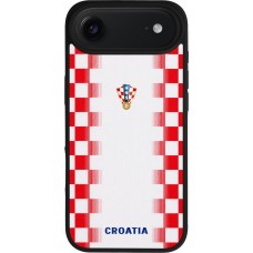 Coque iPhone Air - Silicone rigide noir Maillot de football Croatie 2026 personnalisable