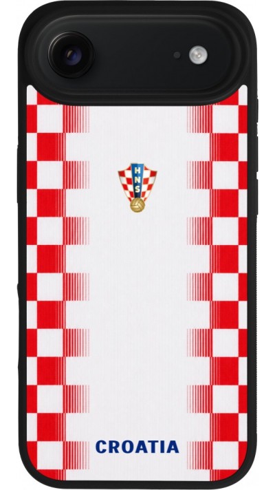 Coque iPhone Air - Silicone rigide noir Maillot de football Croatie 2026 personnalisable