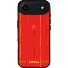 Coque iPhone Air - Silicone rigide noir Maillot de football Espagne 2026 personnalisable