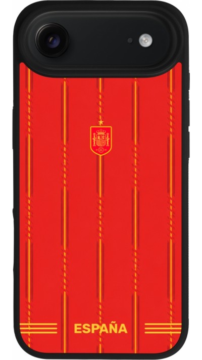 Coque iPhone Air - Silicone rigide noir Maillot de football Espagne 2026 personnalisable