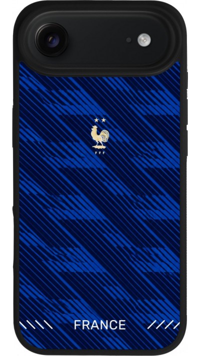 Coque iPhone Air - Silicone rigide noir Maillot de football France 2026 personnalisable