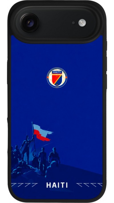Coque iPhone Air - Silicone rigide noir Maillot de football Haiti 2026 personnalisable