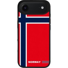 Coque iPhone Air - Silicone rigide noir Maillot de football Norvège 2026 personnalisable