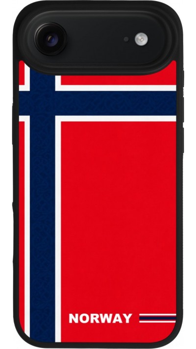 Coque iPhone Air - Silicone rigide noir Maillot de football Norvège 2026 personnalisable