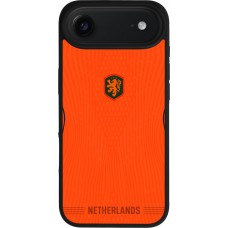 Coque iPhone Air - Silicone rigide noir Maillot de football Pays-Bas 2026 personnalisable