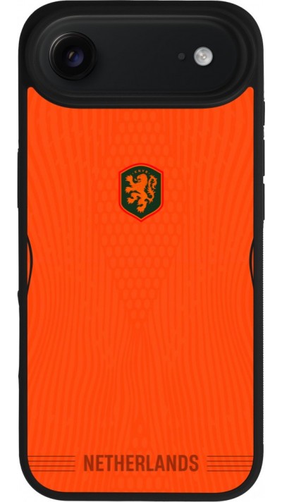 Coque iPhone Air - Silicone rigide noir Maillot de football Pays-Bas 2026 personnalisable