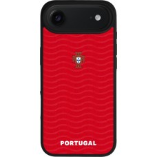 Coque iPhone Air - Silicone rigide noir Maillot de football Portugal 2026 personnalisable