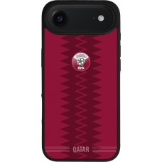 Coque iPhone Air - Silicone rigide noir Maillot de football Qatar 2026 personnalisable