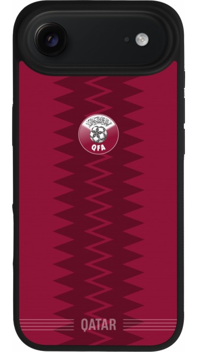 Coque iPhone Air - Silicone rigide noir Maillot de football Qatar 2026 personnalisable