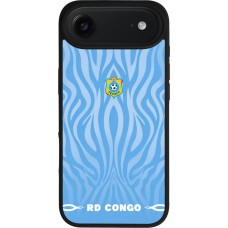 Coque iPhone Air - Silicone rigide noir Maillot de football RD Congo 2026 personnalisable