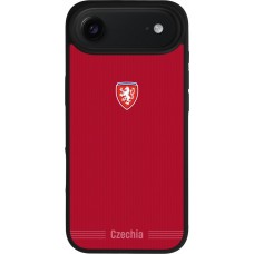 Coque iPhone Air - Silicone rigide noir Maillot de football Répuplique Tchèque 2026 personnalisable