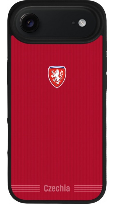 Coque iPhone Air - Silicone rigide noir Maillot de football Répuplique Tchèque 2026 personnalisable