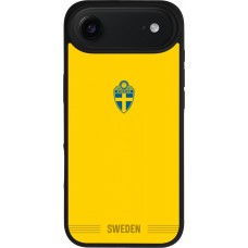 Coque iPhone Air - Silicone rigide noir Maillot de football Suède 2026 personnalisable