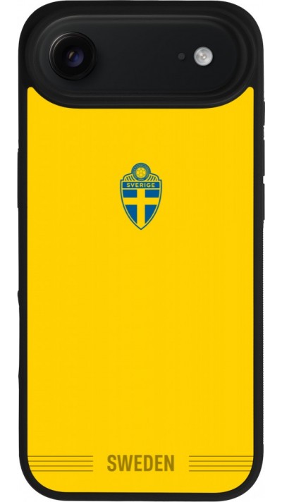 Coque iPhone Air - Silicone rigide noir Maillot de football Suède 2026 personnalisable
