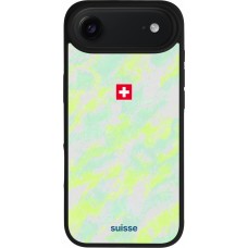 Coque iPhone Air - Silicone rigide noir Maillot de football Suisse Away 2026 personnalisable