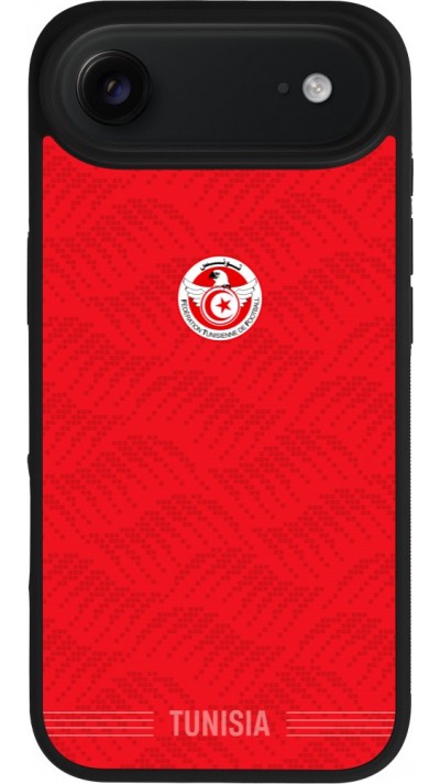 Coque iPhone Air - Silicone rigide noir Maillot de football Tunisie 2026 personnalisable