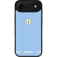 Coque iPhone Air - Silicone rigide noir Maillot de football Uruguay 2026 personnalisable