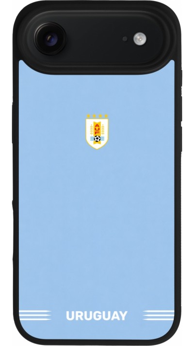 Coque iPhone Air - Silicone rigide noir Maillot de football Uruguay 2026 personnalisable