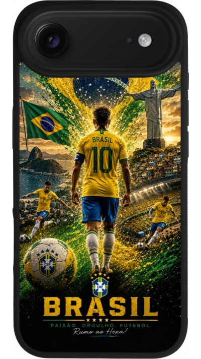 iPhone Air Case Hülle - Silikon schwarz Fussball Brasilien splash 2026